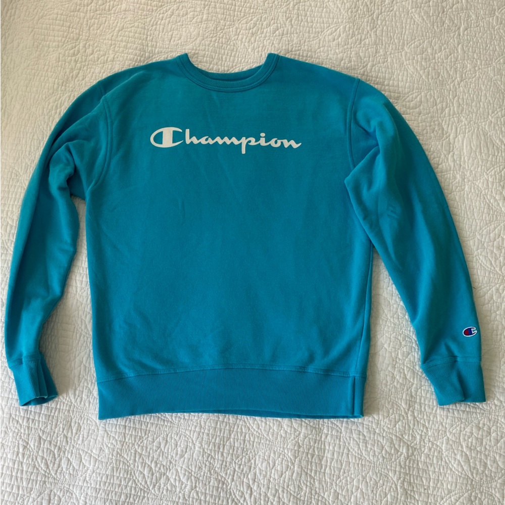 Champion Blue Crewneck Sweatshirt with Classic Logo